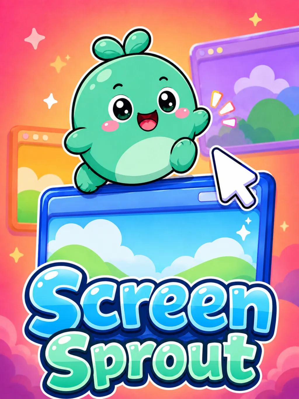 Pet virtual fofo sobre janelas do desktop no jogo Screen Sprout, primeiro drop do Indie Game Pass em desenvolvimento